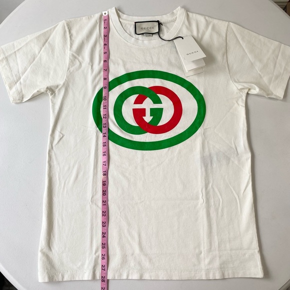 Gucci Interlocking GG Logo Oversized Cotton Graphic Tee Shirt Size Extra Small - Picture 11 of 16